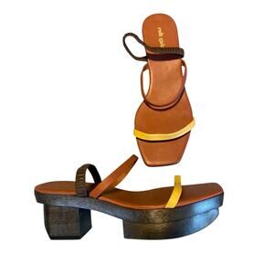 Cult Gaia Tan Wooden Sandals
